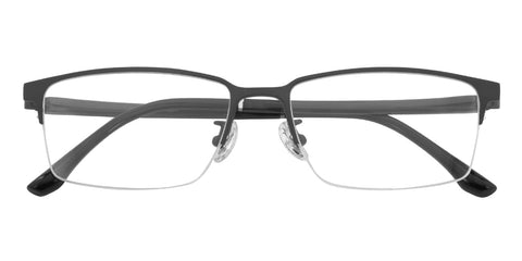 Sean Men's Semi-Rimless Rectangle Black Titanium Eyeglasses