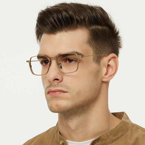 Jonas Rectangle Golden Titanium Eyeglasses