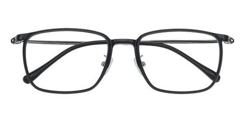 Rectangular Black Acetate|Titanium Eyeglasses