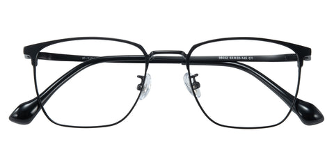 Men's Rectangular Black Titanium Eyeglasses