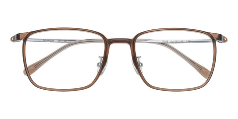 Rectangular Brown Acetate|Titanium Eyeglasses